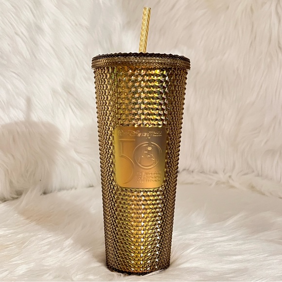 Walt Disney World 50th Anniversary Geometric Starbucks Tumbler with Straw – Gold - Picture 4 of 12